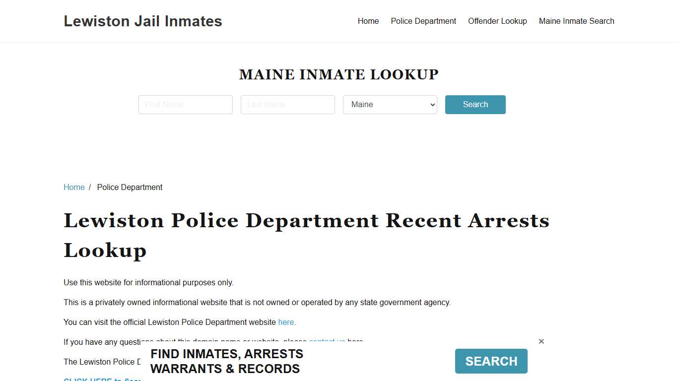 Lewiston Police Department, ME Arrest Search, Mugshots